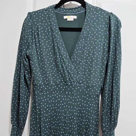 Boden - 4R Dress Maxi Dress Jersey Dress Women Green Polka Dot V Neck Dress - Picture 4 of 7